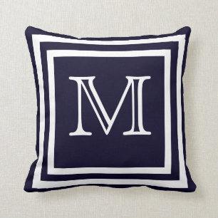 MONOGRAM Solid Soft Dark Navy schlicht Kissen