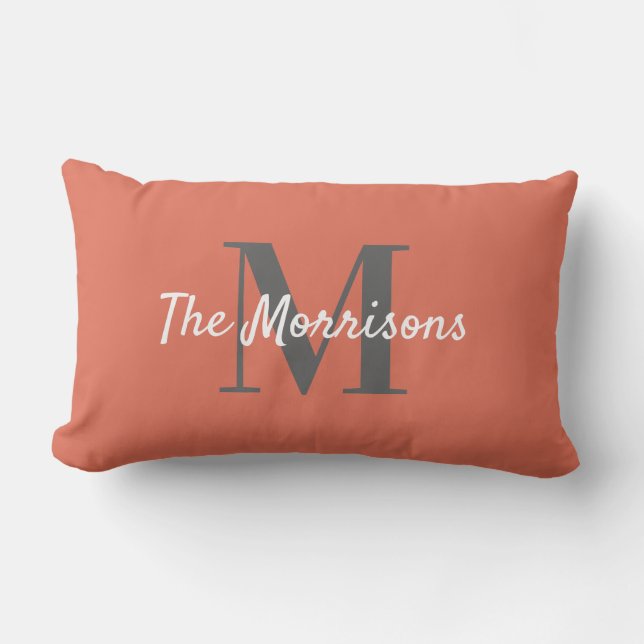Monogram Solid Terracotta Lendenkissen (Vorderseite)