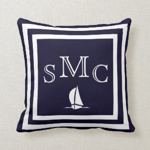 MONOGRAM Solides, dunkelblaues schlichtes Kissen