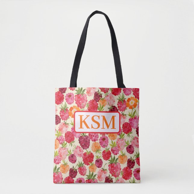 Monogram Sommer Himbeer-Watercolor Coquette (Vorderseite)