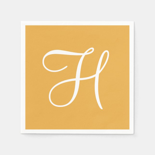 Monogram Sonnenblume Klasse farbiges Papier Napkin Serviette (Vorderseite)