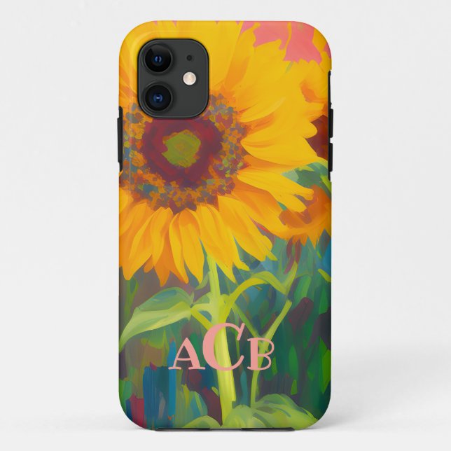 Monogram Sonnenblumen Artwork Case-Mate iPhone Hülle (Rückseite)