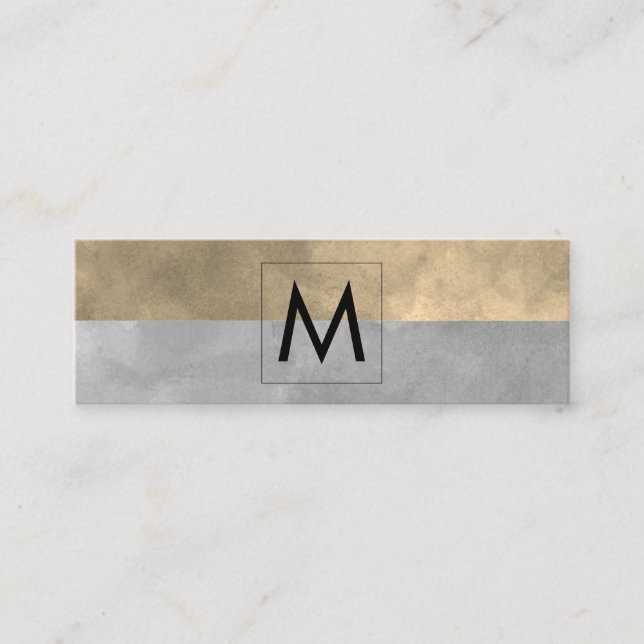 Monogram Sophisticed Sepia Gray Color Blocks Mini Visitenkarte (Vorderseite)
