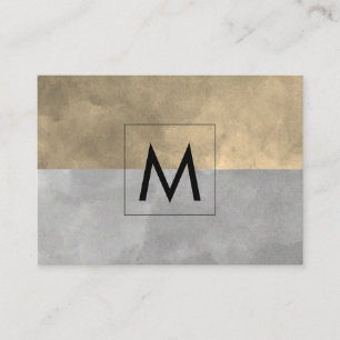 Monogram Sophisticed Sepia Gray Color Blocks Visitenkarte