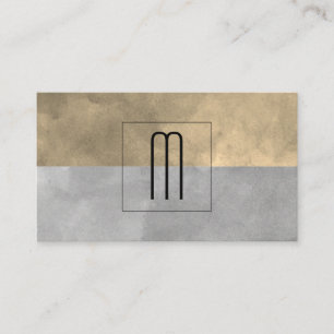 Monogram Sophisticed Sepia Gray Color Blocks Visitenkarte