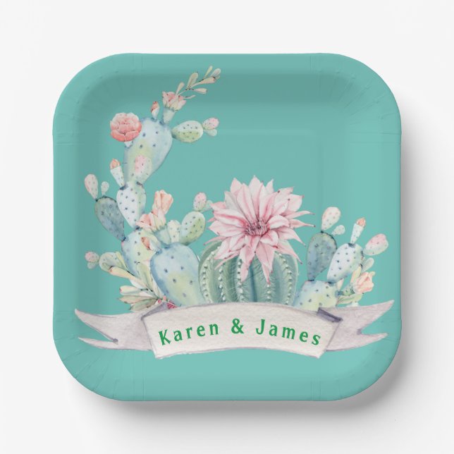 Monogram Southwest Blue Pappteller (Vorderseite)