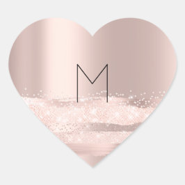 Monogram Spark Rose Blush Initialen Name Heart Herz-Aufkleber