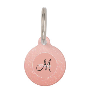 Monogram Sparkle Glitzer Rose Gold Elegante Girly Haustiermarke