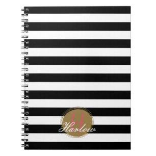 Monogram-Spiral-Notebook mit schwarzem und weißem  Notizblock