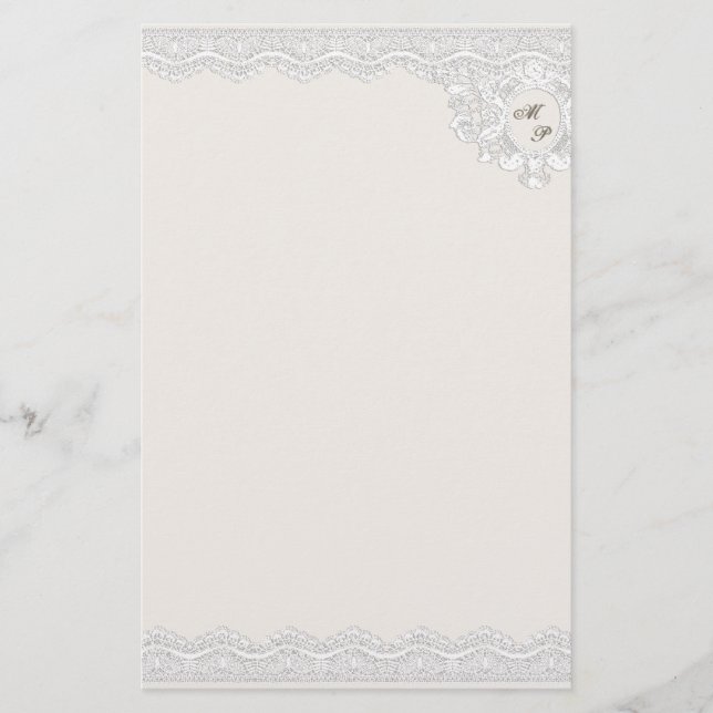 Monogram-Spitze (anpassbar) Briefpapier (Vorderseite)