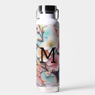 Monogram Spitzenblüte Rosa Blütenpastellblüte Trinkflasche