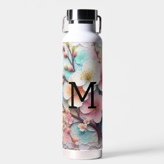 Monogram Spitzenblüte Rosa Blütenpastellblüte Trinkflasche