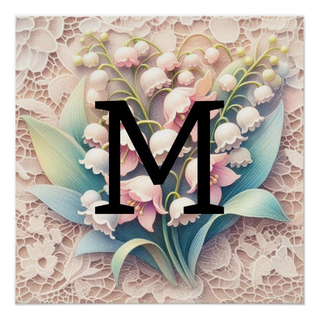 Monogram Spitzenlilie der Blume des Tals Poster (Vorderseite)