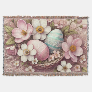 Monogram Spitzenpink-Blüteneier Ostereier in einem Decke
