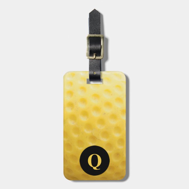 Monogram Sports Yellow Golf Ball Gepäcktransport Gepäckanhänger (Vorderseite vertikal)