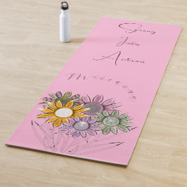 Monogram Spring in Action Daisy Florals Pink Yogamatte
