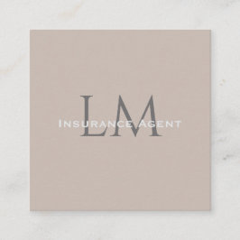 Monogram Square Classic Taupe Business Card Telefonnummerkarte