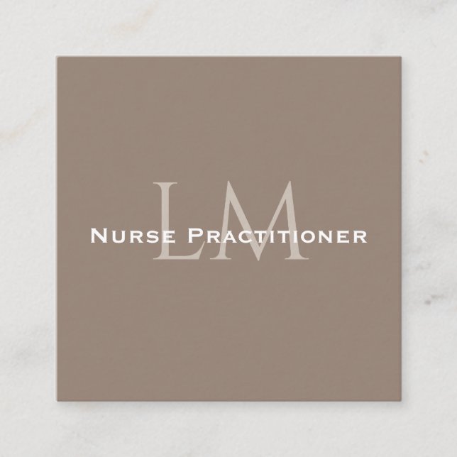 Monogram Square Dark Taupe Business Card Telefonnummerkarte (Vorderseite)