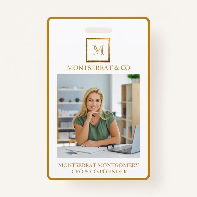 Monogram Square Gold Frame Red Diamond Ausweis (Vorderseite)