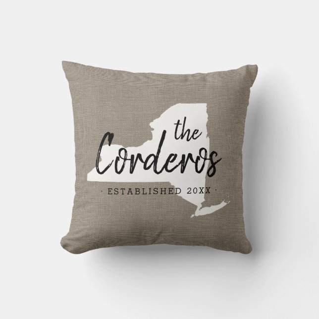 Monogram Staat Throw Kissen der New York-Familie (Vorderseite)