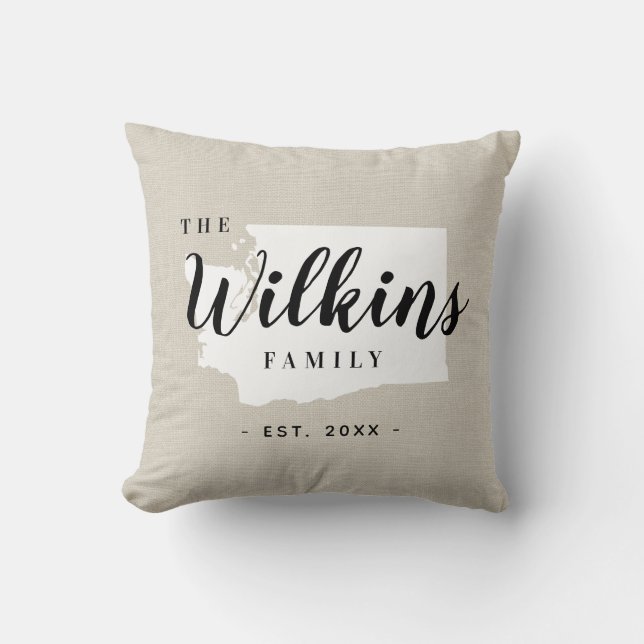 Monogram Staat Throw Pillow Kissen (Vorderseite)