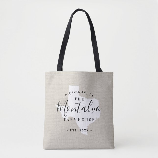 Monogram Staat Tote Bag der Familie Texas (Vorderseite)