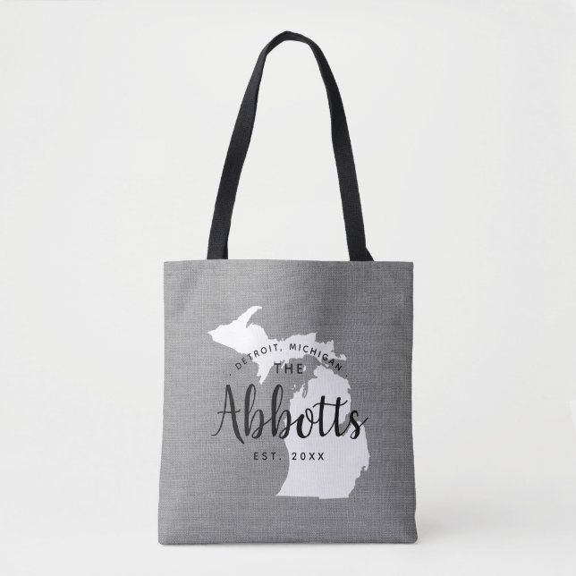 Monogram Staat Tote Bag der Michigan-Familie (Vorderseite)