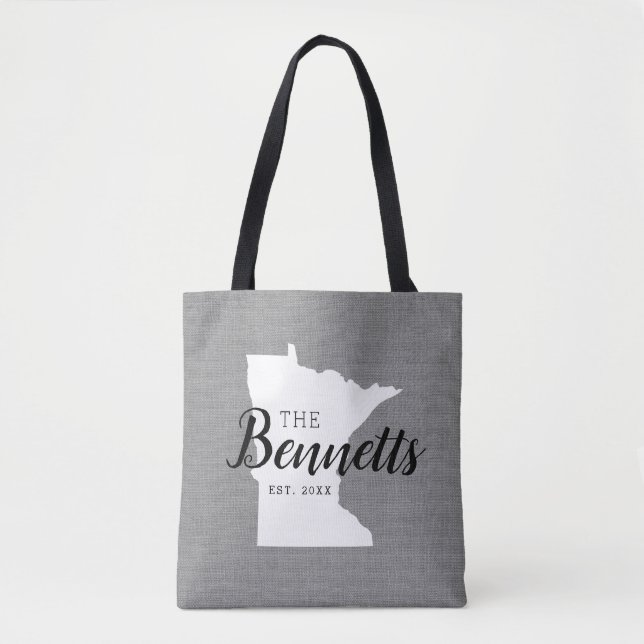 Monogram Staat Tote Bag der Minnesota-Familie (Vorderseite)