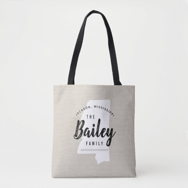 Monogram Staat Tote Bag der Mississippi-Familie (Vorderseite)