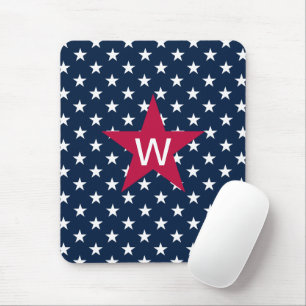 Monogram Star Red White Blue Mousepad