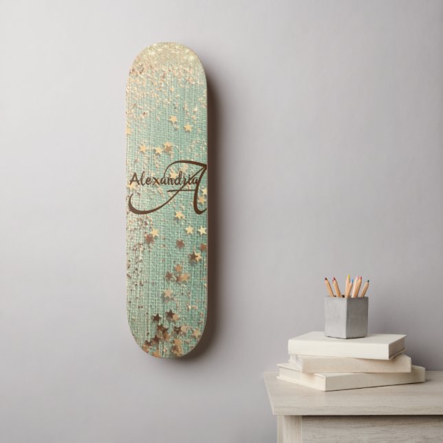 Monogram Stardust auf Sea Green Skateboard (Wandkunst)