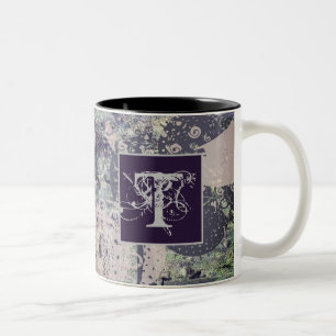 Monogram Steampunk Inspo Funky Mandala Floral Zweifarbige Tasse