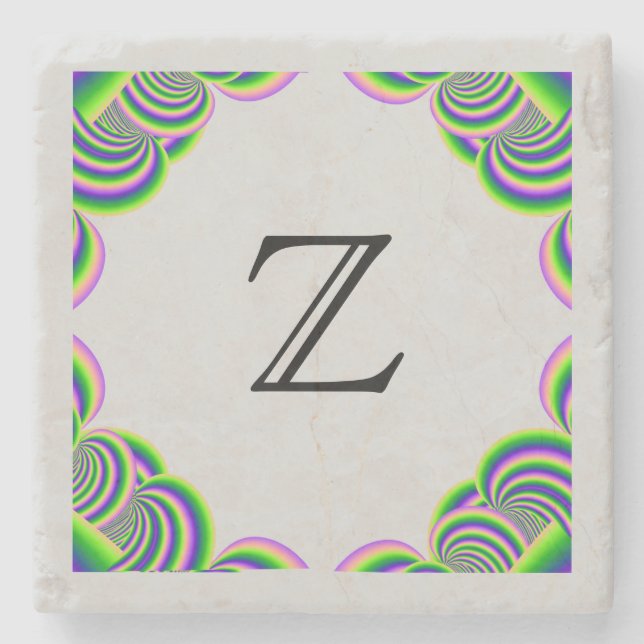 Monogram, Stone Untersetzer MultiColor Frame und G (Vorderseite)
