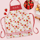 Monogram Strawberry Muster Schürze<br><div class="desc">Ein niedliches rosa und rotes Erdbeermuster mit Monogrammnamen schmückt diese Schürze. Eine lustige Sommerthema-Schürze. Personalisieren Sie es mit Ihrem Namen. Entworfen für Sie von BlackBerry Boulevard.</div>