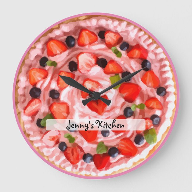 Monogram Strawberry Pie Kitchen Wall Uhren (Vorderseite)