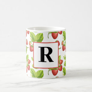 Monogram Strawberry Wasserfarben Muster Tasse