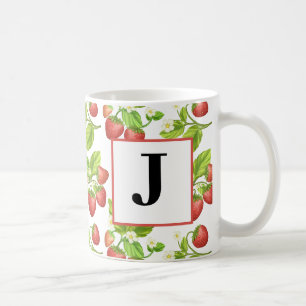 Monogram Strawberry Watercolor-Tasse Kaffeetasse