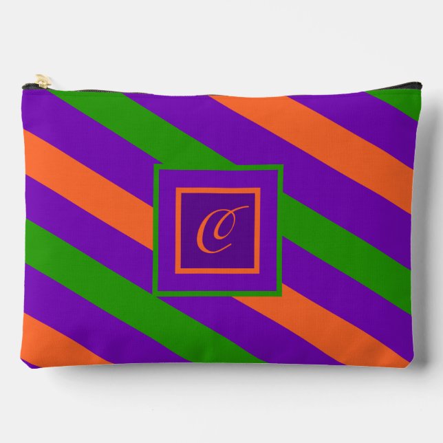 Monogram Striped Colorful & Vibrant  Zubehörtasche (Vorderseite)
