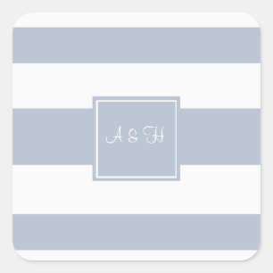 Monogram & Stripes Light Blue Aufkleber