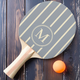 Monogram Striping Dove Grey Color Ping Pong Paddle Tischtennis Schläger
