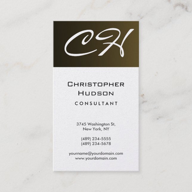 Monogram Stylish Modern Consultant Business Card Visitenkarte (Vorderseite)