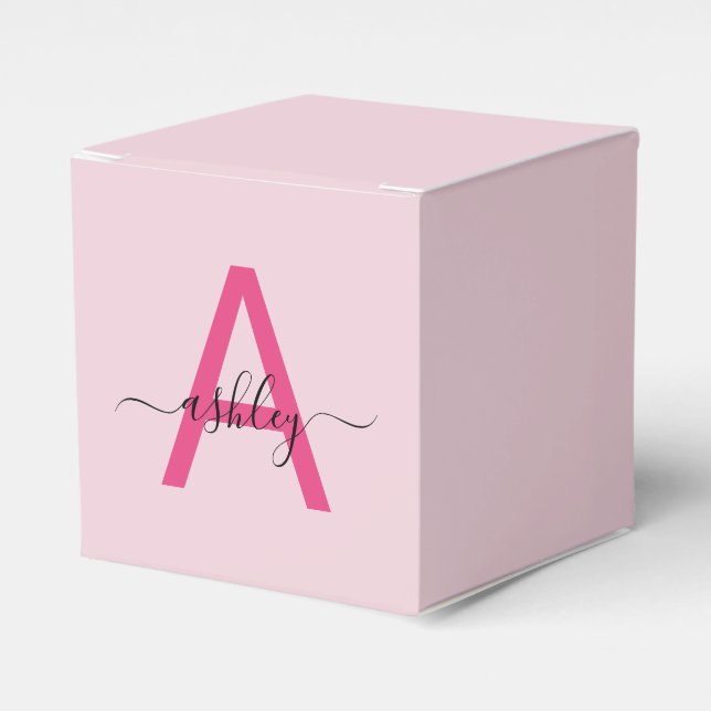 Monogram Stylish Modern Hot Pink Geschenkschachtel (Vorderseite)