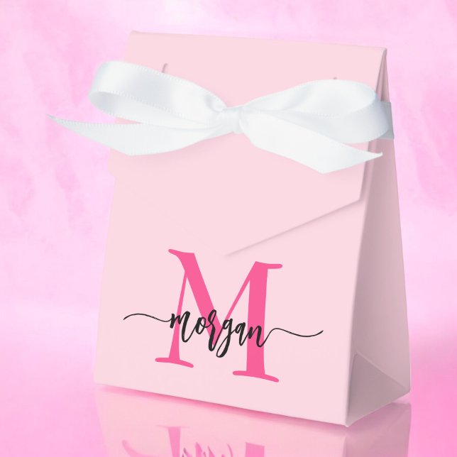 Monogram Stylish Modern Hot Pink Geschenkschachtel (Von Creator hochgeladen)