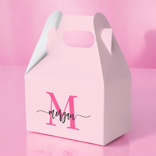 Monogram Stylish Modern Hot Pink Geschenkschachtel (Von Creator hochgeladen)