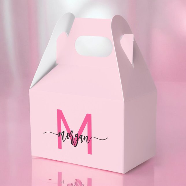 Monogram Stylish Modern Hot Pink Geschenkschachtel (Von Creator hochgeladen)