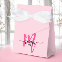 Monogram Stylish Modern Hot Pink