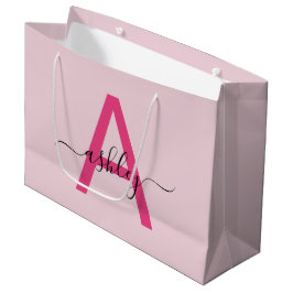 Monogram Stylish Modern Hot Pink Große Geschenktüte