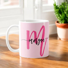 Monogram Stylish Modern Hot Pink Kaffeetasse