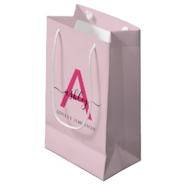 Monogram Stylish Modern Hot Pink Kleine Geschenktüte
