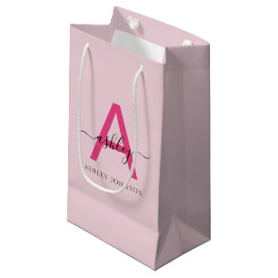 Monogram Stylish Modern Hot Pink Kleine Geschenktüte
